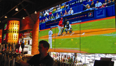 video wall displays at the bar